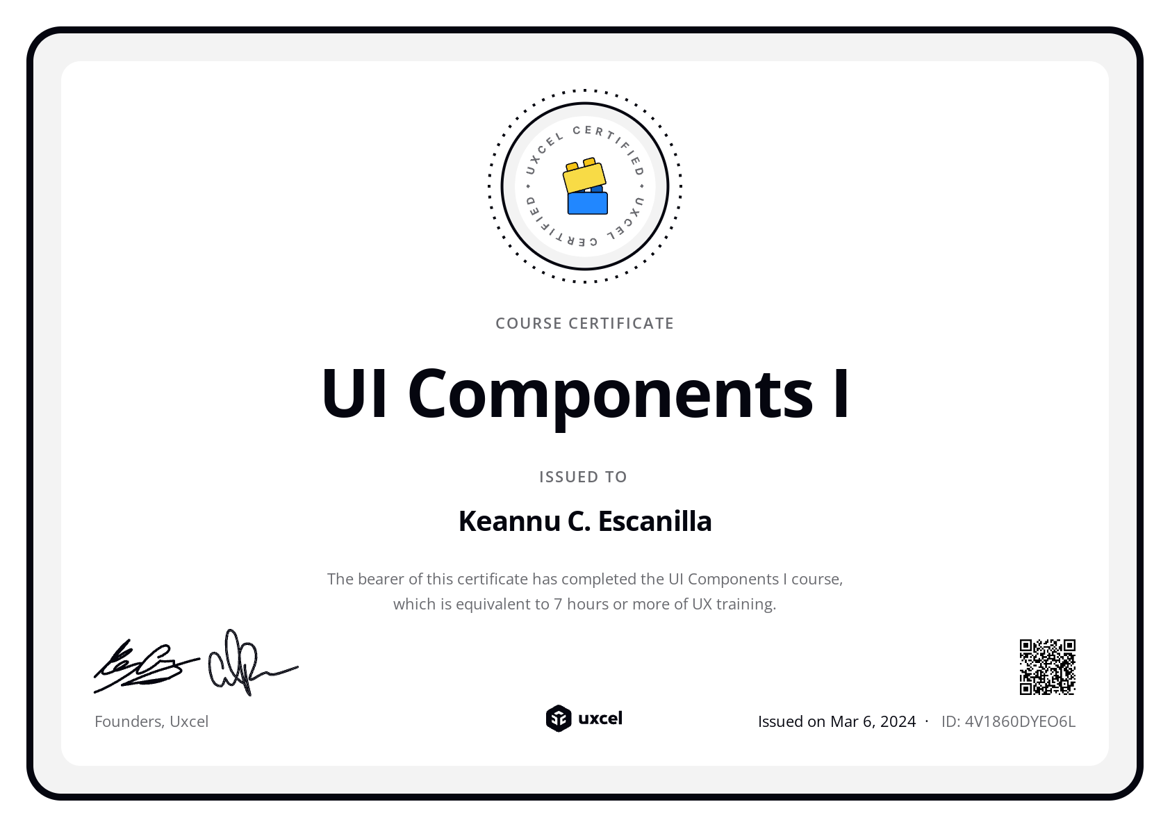 Keannu C. Escanilla's certificate